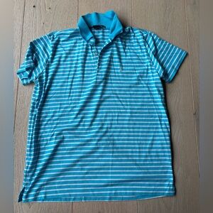 Ralph Lauren Golf Turquoise and White Striped Polo Shirt